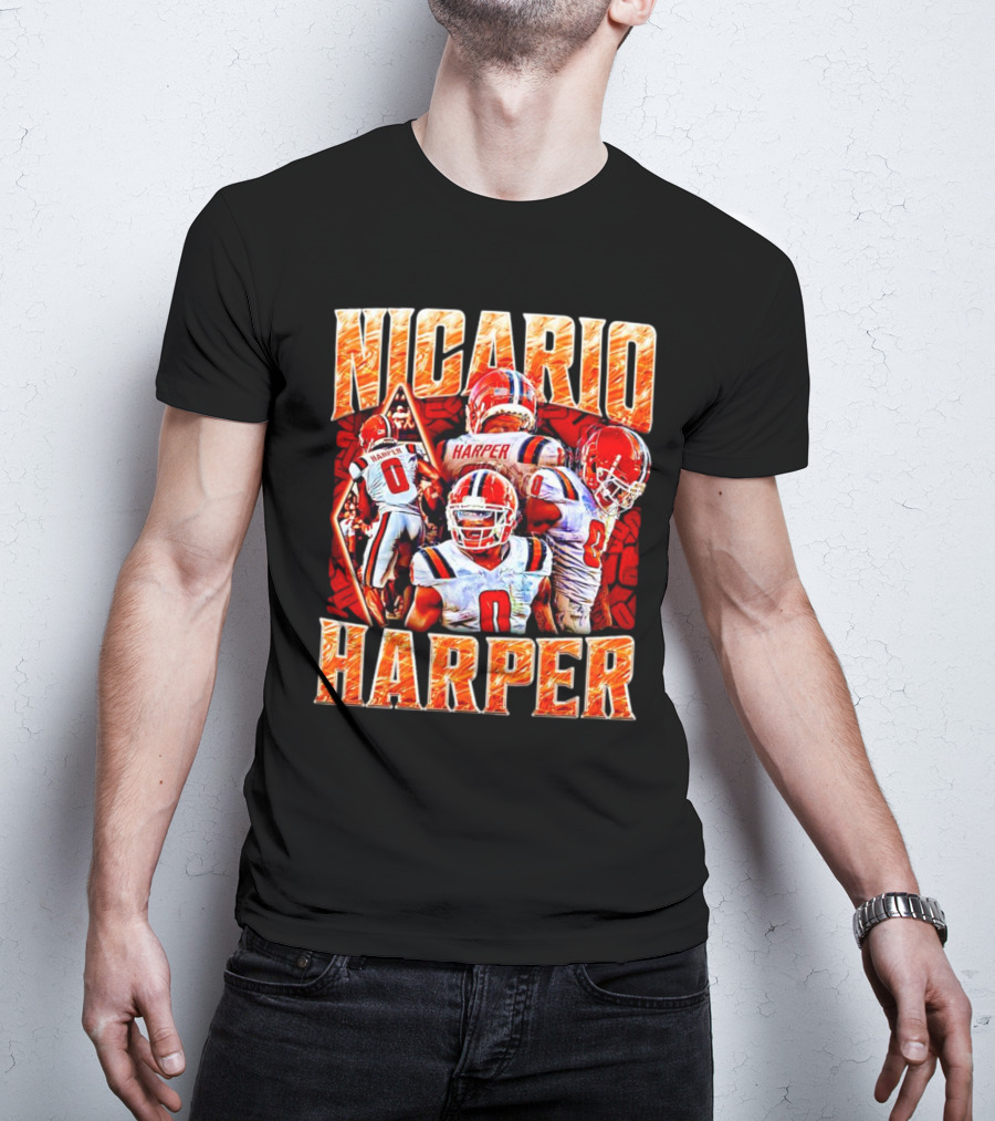 Nicario Harper Illinois Fighting Illini Football Vintage Harper 0 Jersey Collage T-Shirt