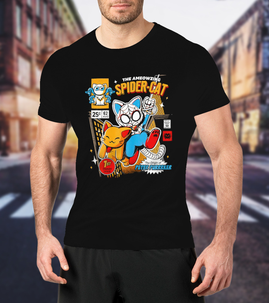 The Ameowzing Spider-Cat 1st Issue The Origin Of Peter Purrrker Comic T-Shirt