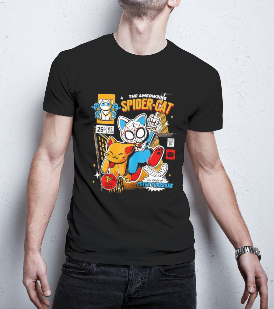 The Ameowzing Spider-Cat 1st Issue The Origin Of Peter Purrrker Comic T-Shirt