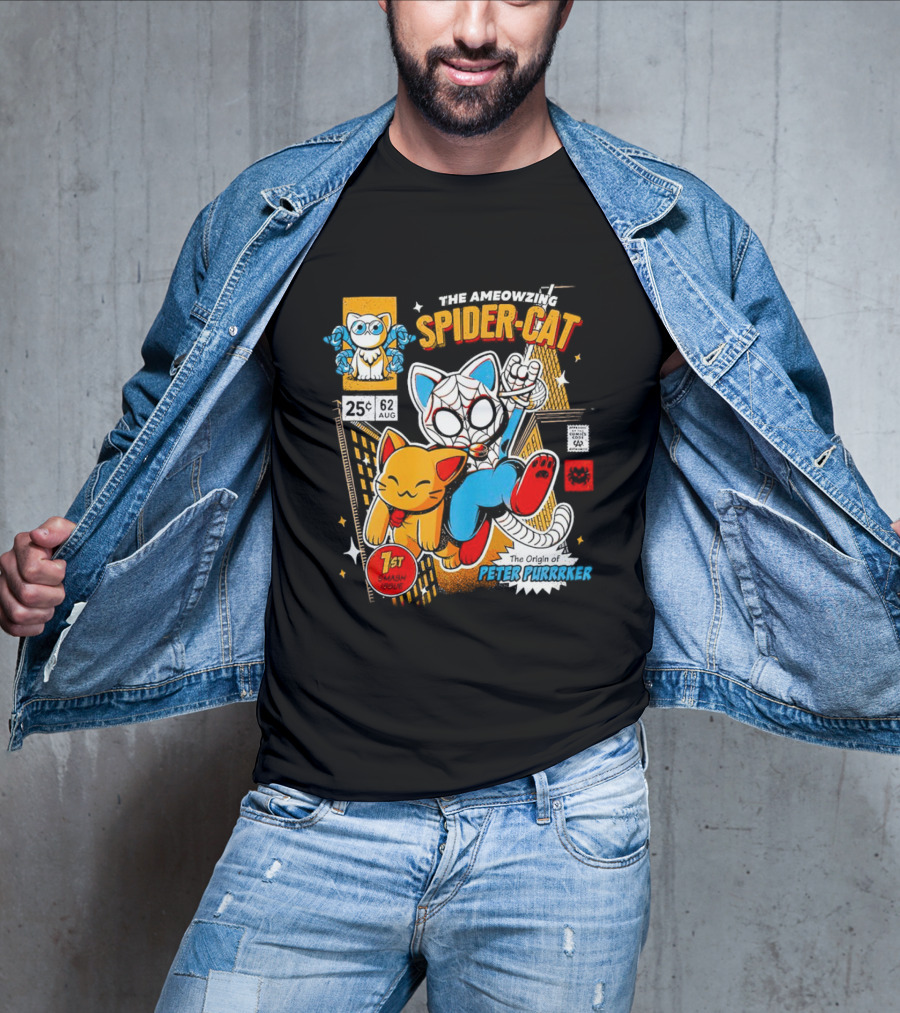 The Ameowzing Spider-Cat 1st Issue The Origin Of Peter Purrrker Comic T-Shirt