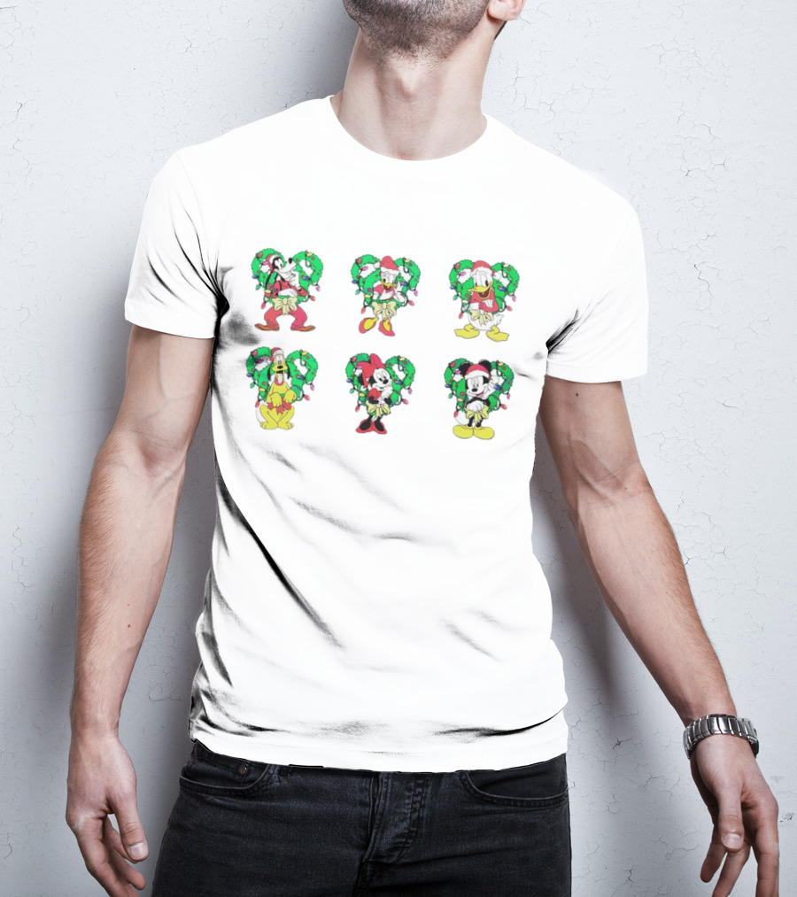 Mickey And Friends Festive Christmas Wreath Collection T-Shirt