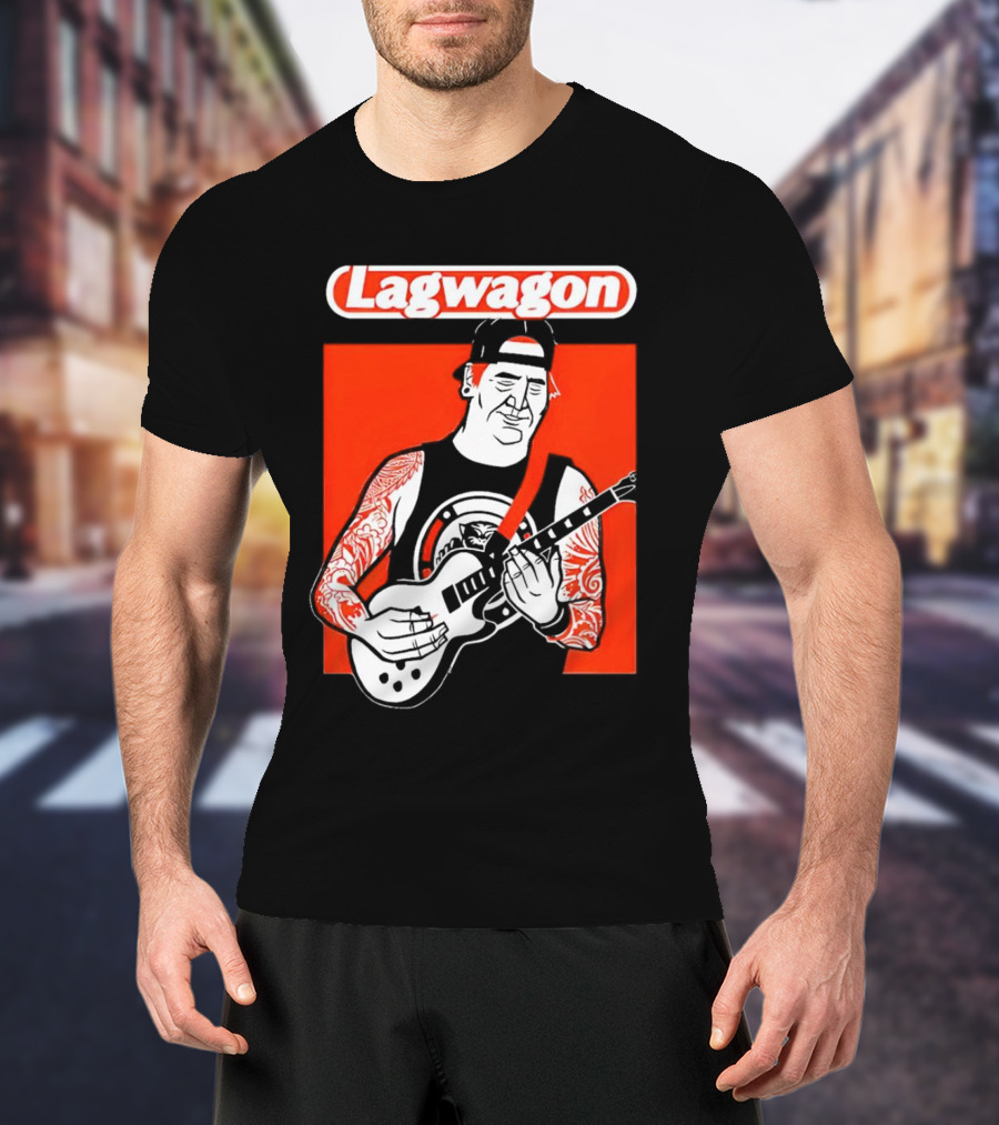 Lagwagon Flip Guitarist With Tattooed Arms In Cap And Tank Top T-Shirt