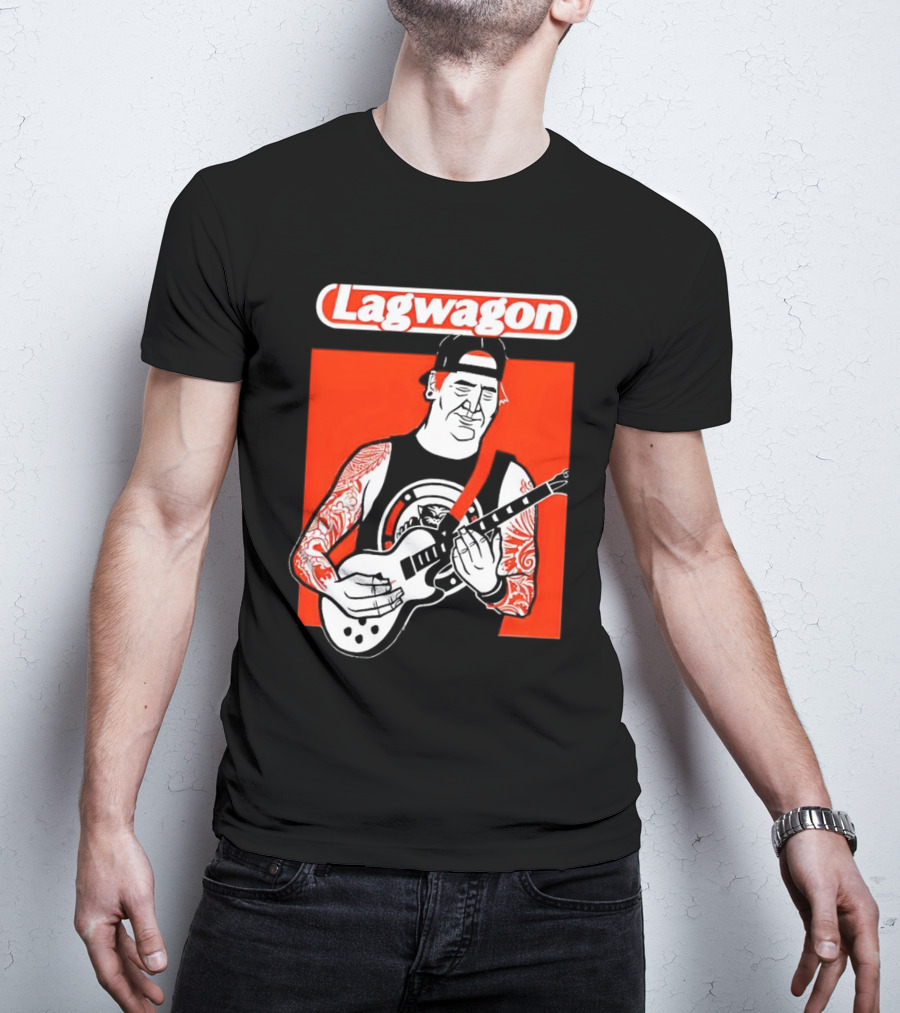 Lagwagon Flip Guitarist With Tattooed Arms In Cap And Tank Top T-Shirt
