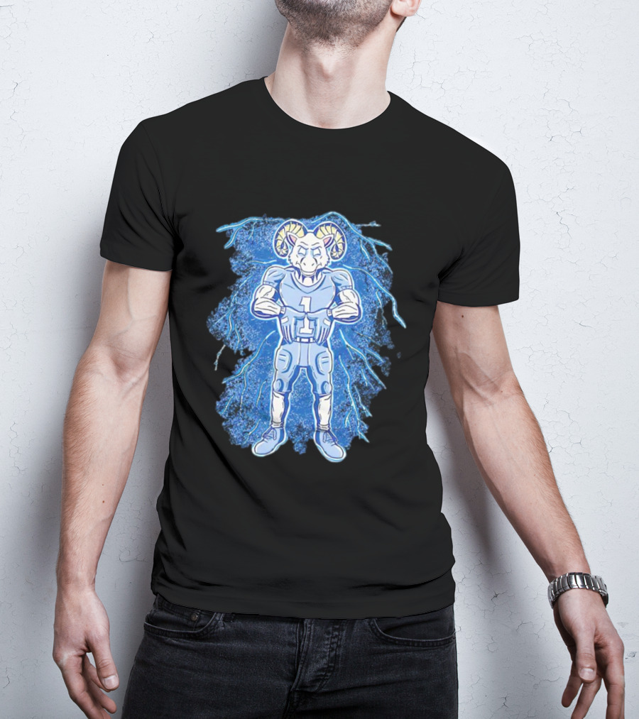 Rameses North Carolina Tar Heels Storm Lightning Mascot T-Shirt