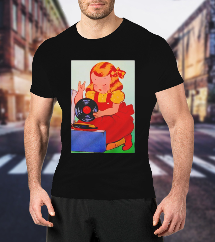 Sweet Unholy One Slayer Little Girl Listening To Vinyl Record T-Shirt
