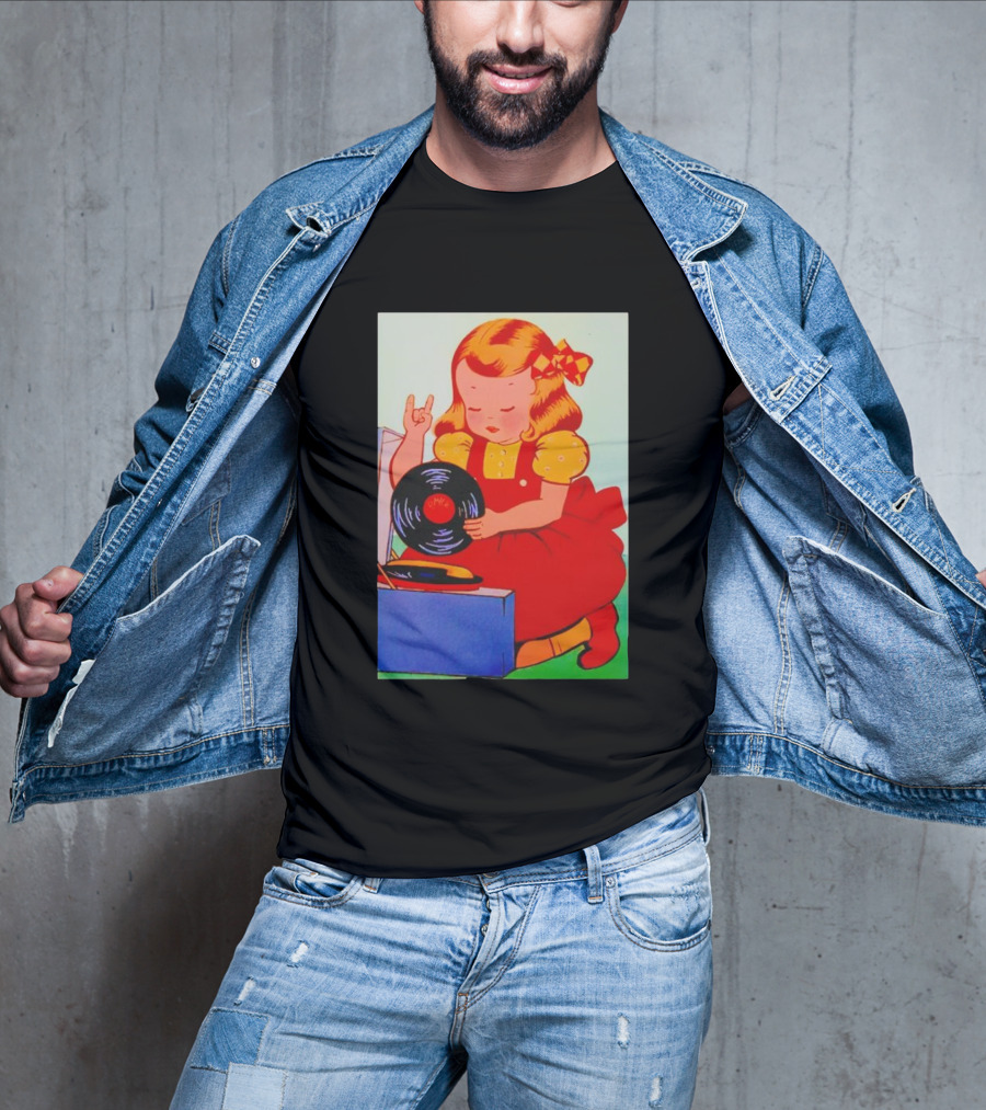 Sweet Unholy One Slayer Little Girl Listening To Vinyl Record T-Shirt