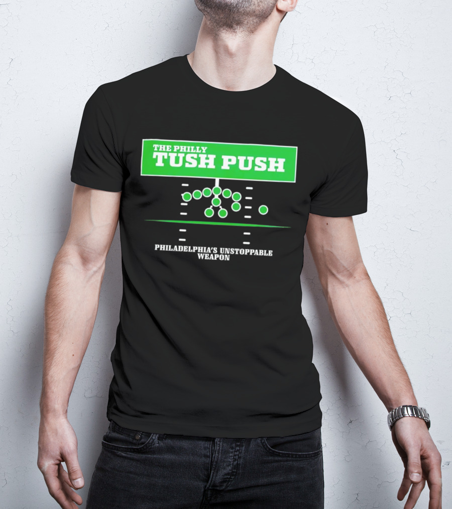 The Philly Tush Push Philadelphia's Unstoppable Weapon Football Strategy Diagram T-Shirt