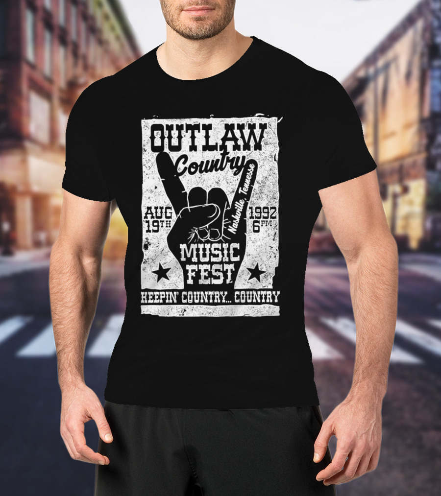 Outlaw Country Music Fest Nashville Tennessee Aug 19th 1992 6PM Keepin' Country Country T-Shirt