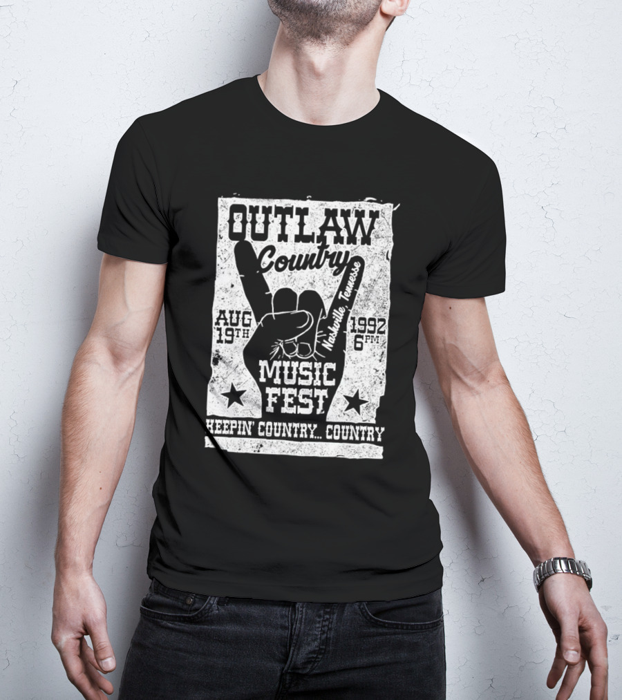 Outlaw Country Music Fest Nashville Tennessee Aug 19th 1992 6PM Keepin' Country Country T-Shirt