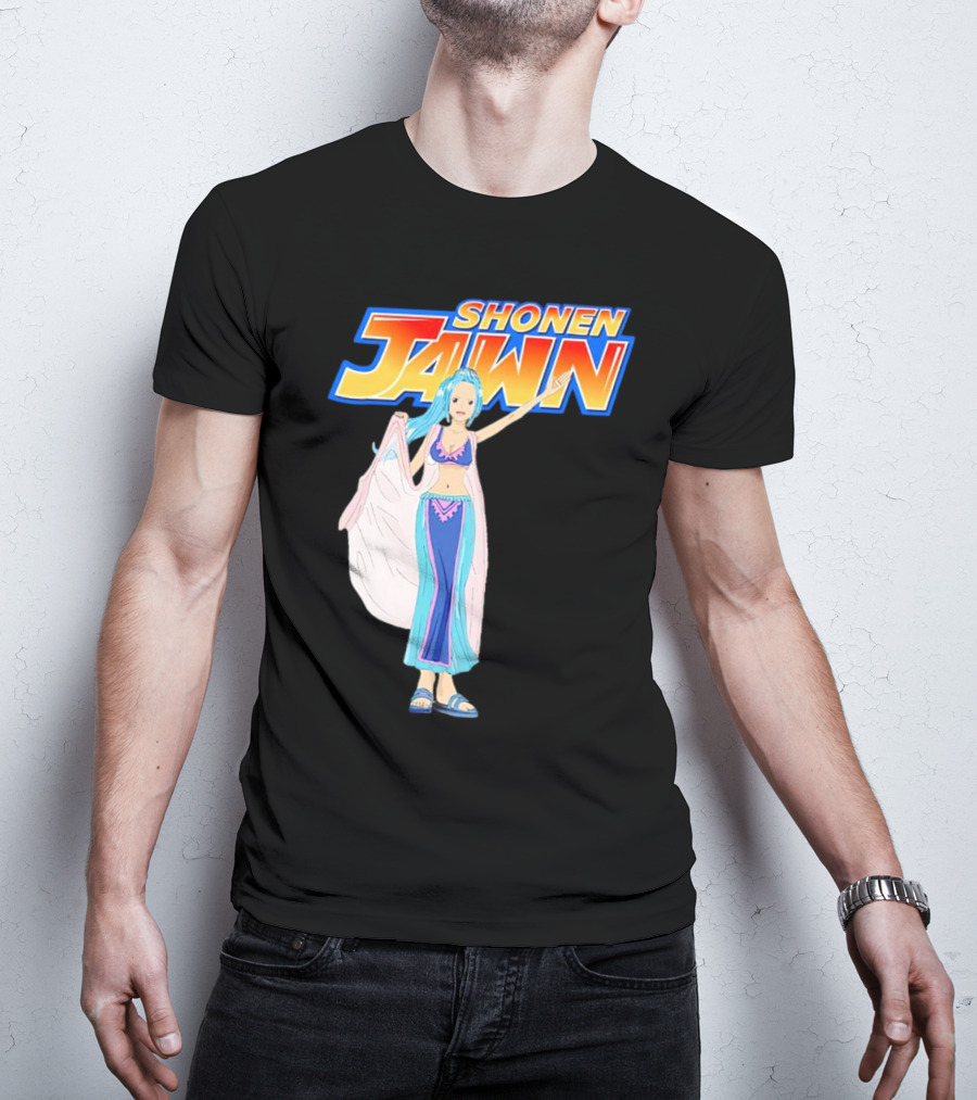 SHONEN JAWN Anime Style Blue-Haired Character With Draped Robe T-Shirt