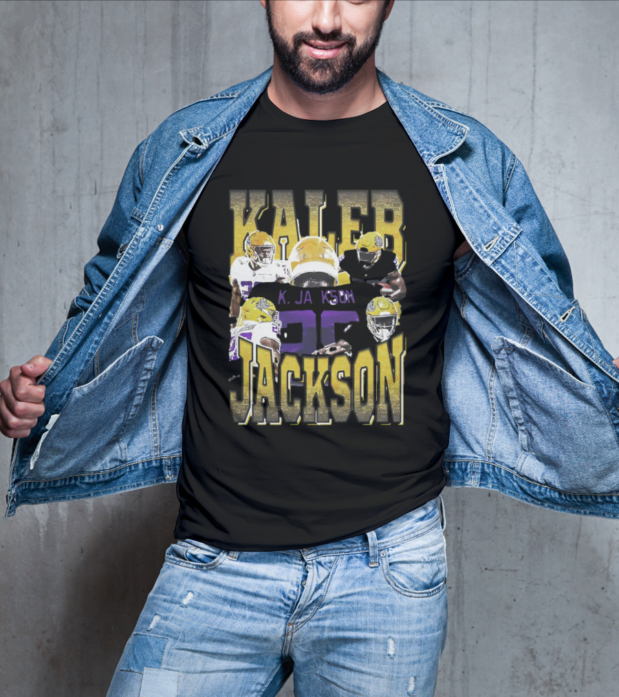 Kaleb Jackson LSU Tigers Football Vintage Retro Athlete Collage T-Shirt