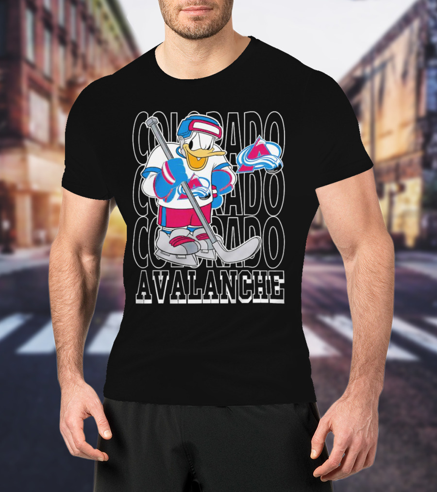 Colorado Avalanche Disney Donald Duck Hockey Team Burgundy T-Shirt