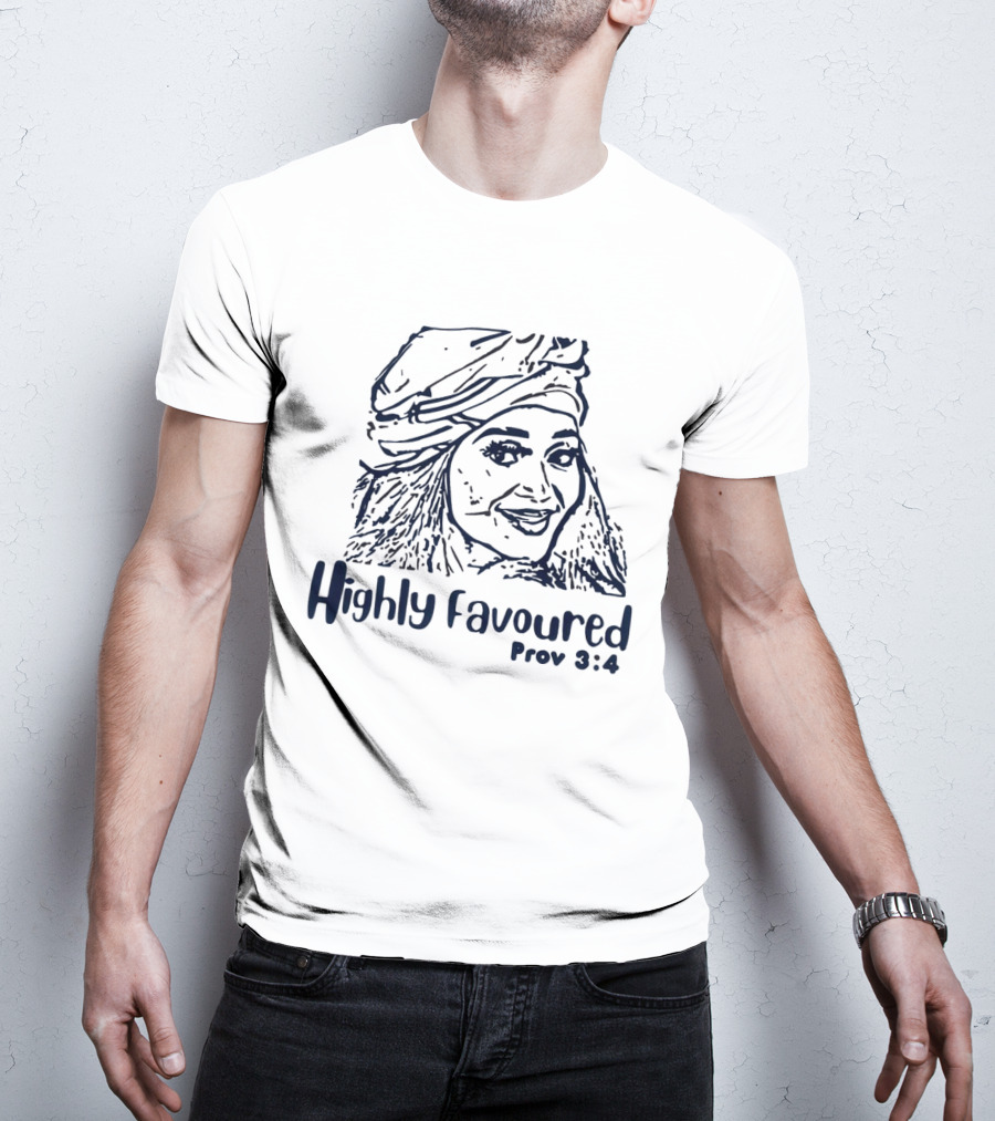 Highly Favoured Prov 3:4 Woman In Headscarf T-Shirt