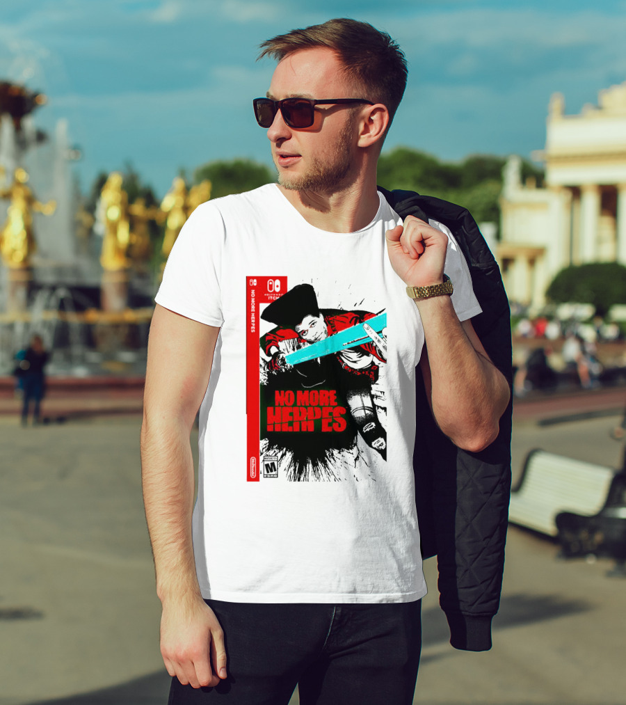 No More Heroes Game Box Art With Character And Sword T-Shirt