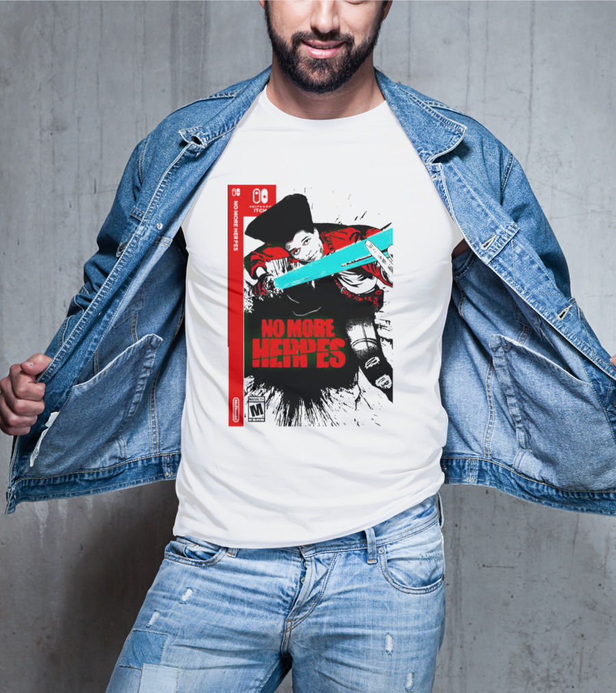 No More Heroes Game Box Art With Character And Sword T-Shirt