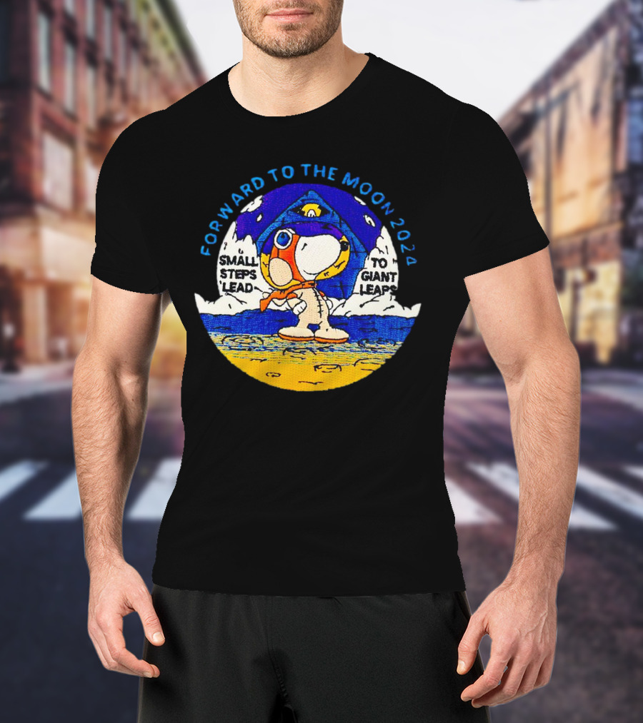 Forward To The Moon 2024 Snoopy Small Steps Lead To Giant Leaps Vintage T-Shirt