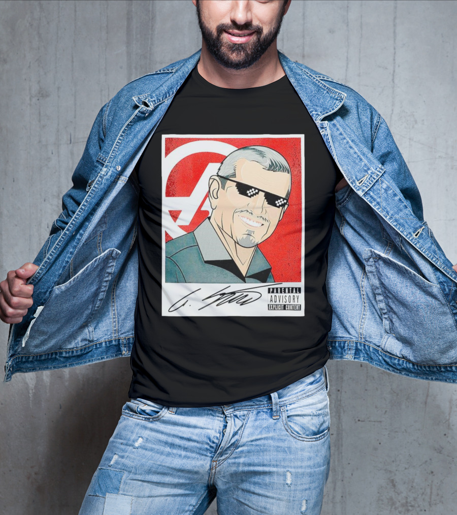 Guenther Steiner Parental Advisory Explicit Content Signature F1 Racing Image T-Shirt