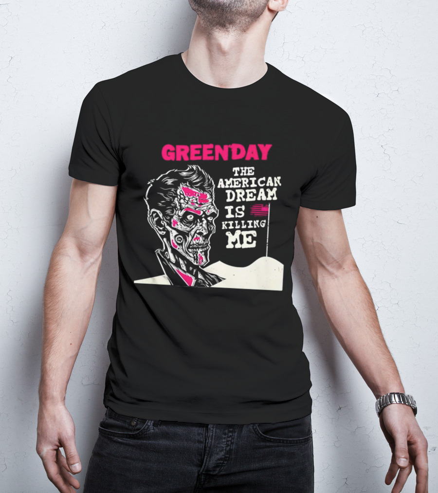 Green Day The American Dream Is Killing Me Zombie American Flag T-Shirt