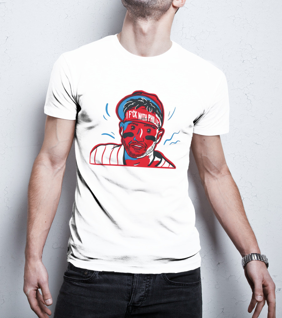 I Fck With Philly Philadelphia Phillies Cartoon Player Fan T-Shirt