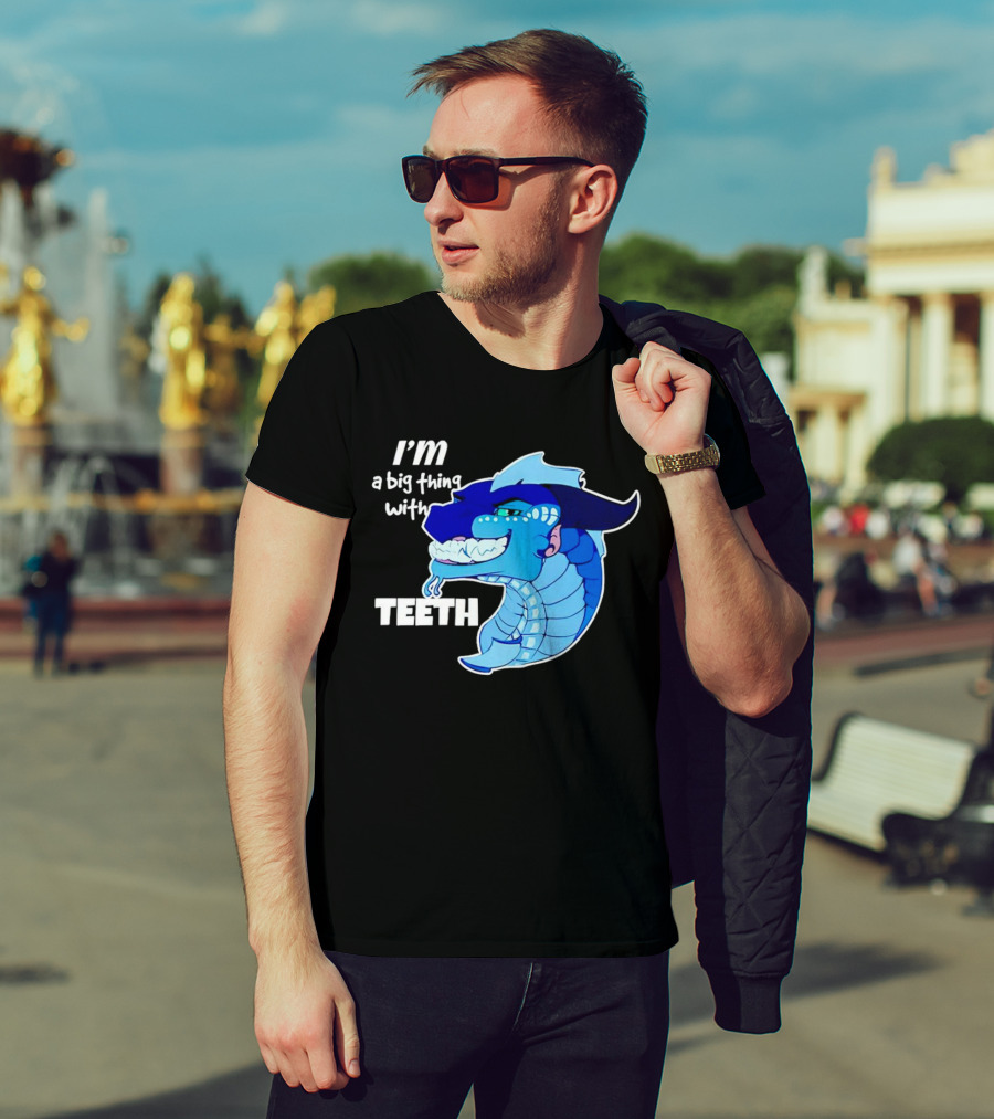 I'm A Big Thing With Teeth Blue Cartoon Dragon Head T-Shirt