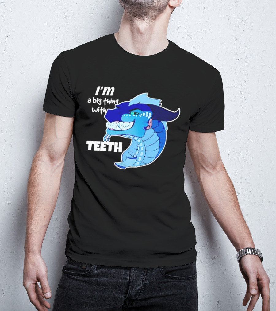 I'm A Big Thing With Teeth Blue Cartoon Dragon Head T-Shirt