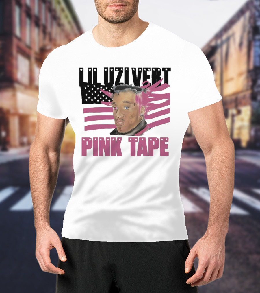 Lil Uzi Vert Pink Tape Black American Flag T-Shirt