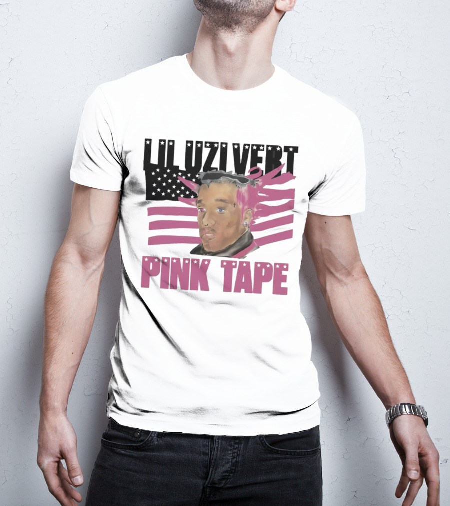 Lil Uzi Vert Pink Tape Black American Flag T-Shirt