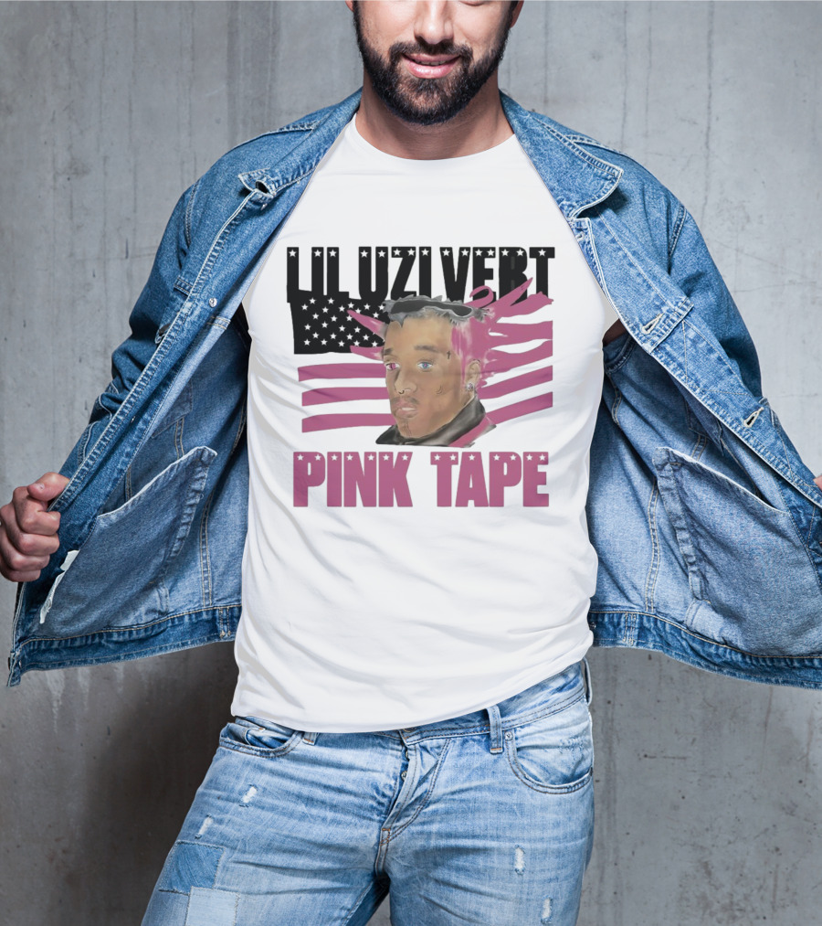Lil Uzi Vert Pink Tape Black American Flag T-Shirt