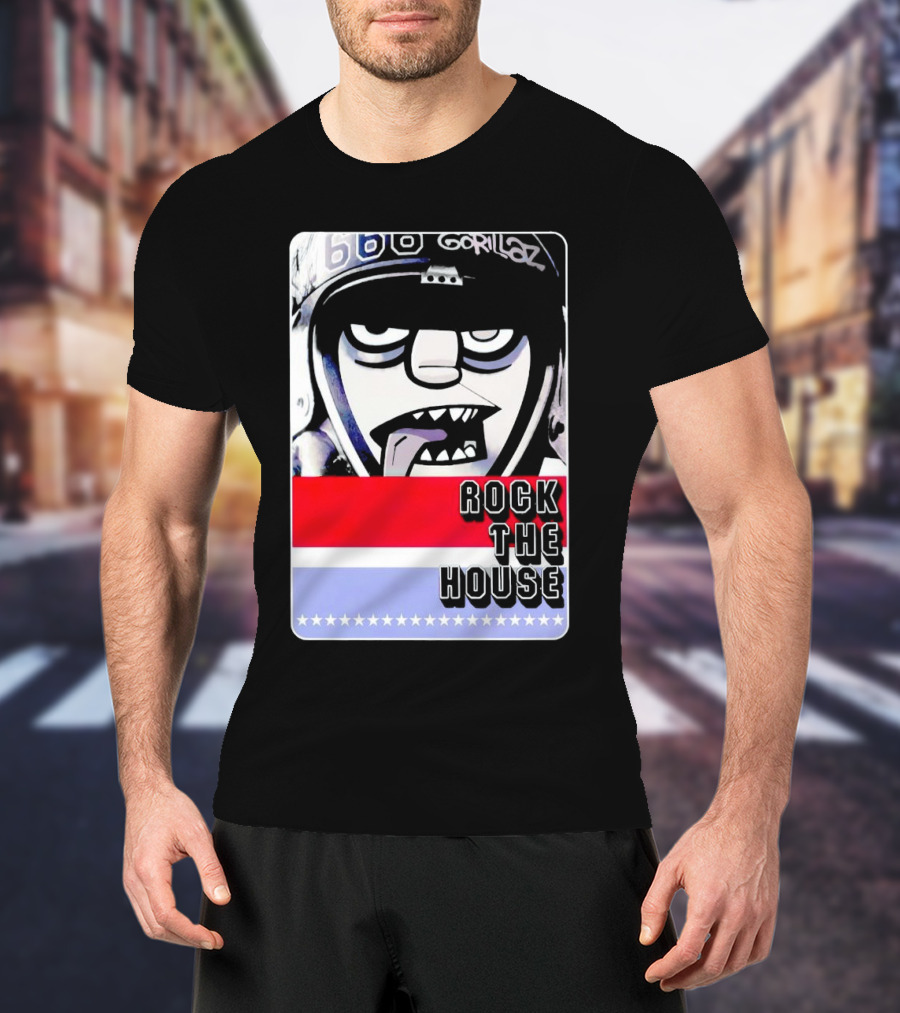Gorillaz Rock The House 66 50s Style Helmet T-Shirt