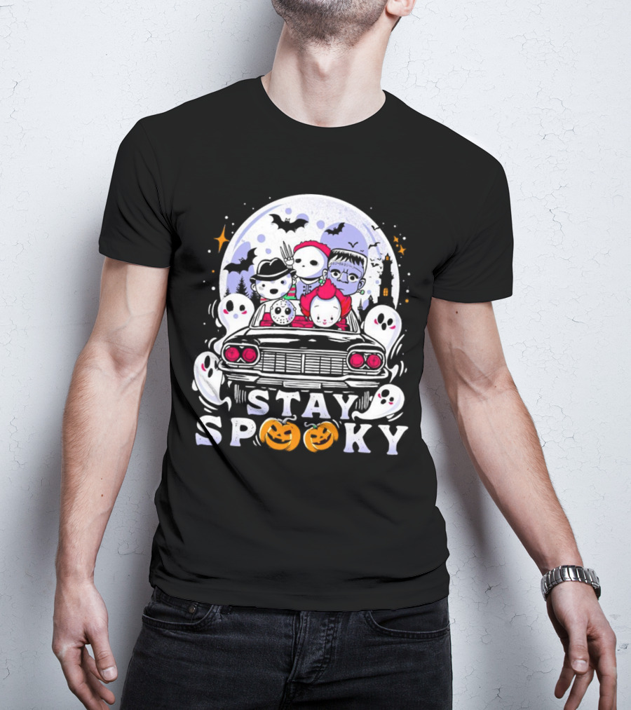 Stay Spooky Halloween Horror Movie Characters Car Ride T-Shirt