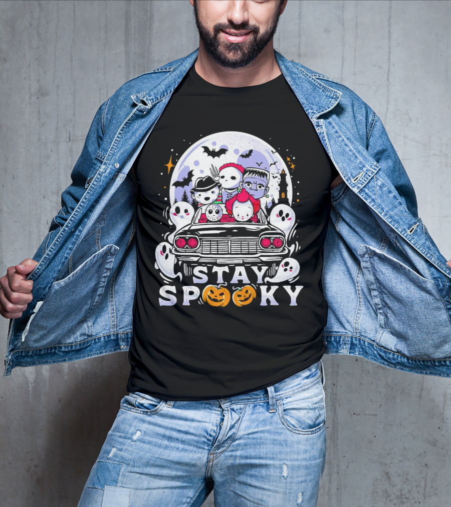 Stay Spooky Halloween Horror Movie Characters Car Ride T-Shirt