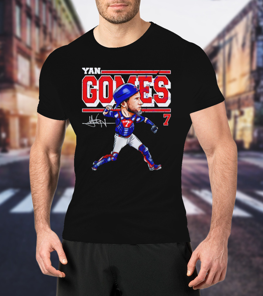 Yan Gomes Chicago Cubs Cartoon Vintage 7 Baseball Caricature T-Shirt
