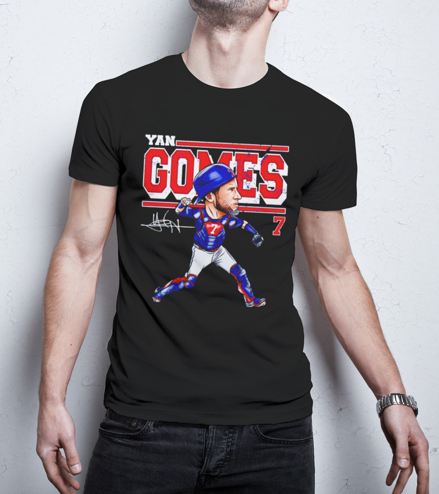 Yan Gomes Chicago Cubs Cartoon Vintage 7 Baseball Caricature T-Shirt