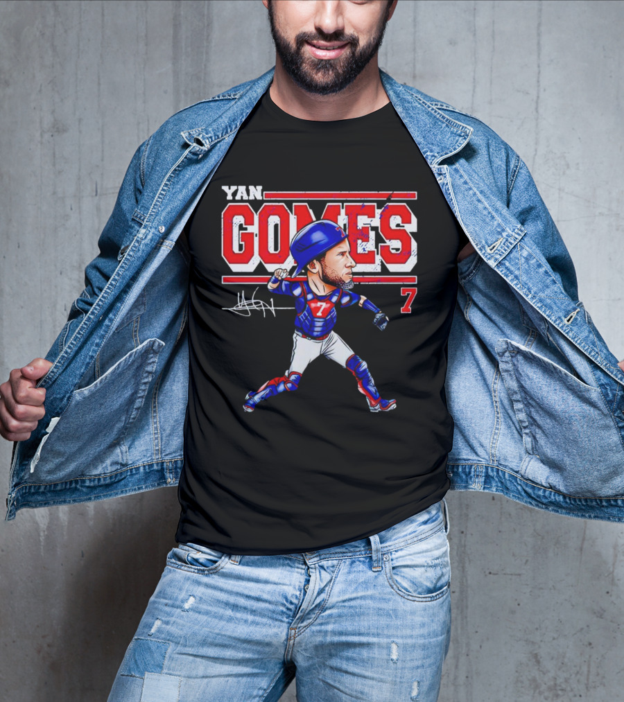 Yan Gomes Chicago Cubs Cartoon Vintage 7 Baseball Caricature T-Shirt