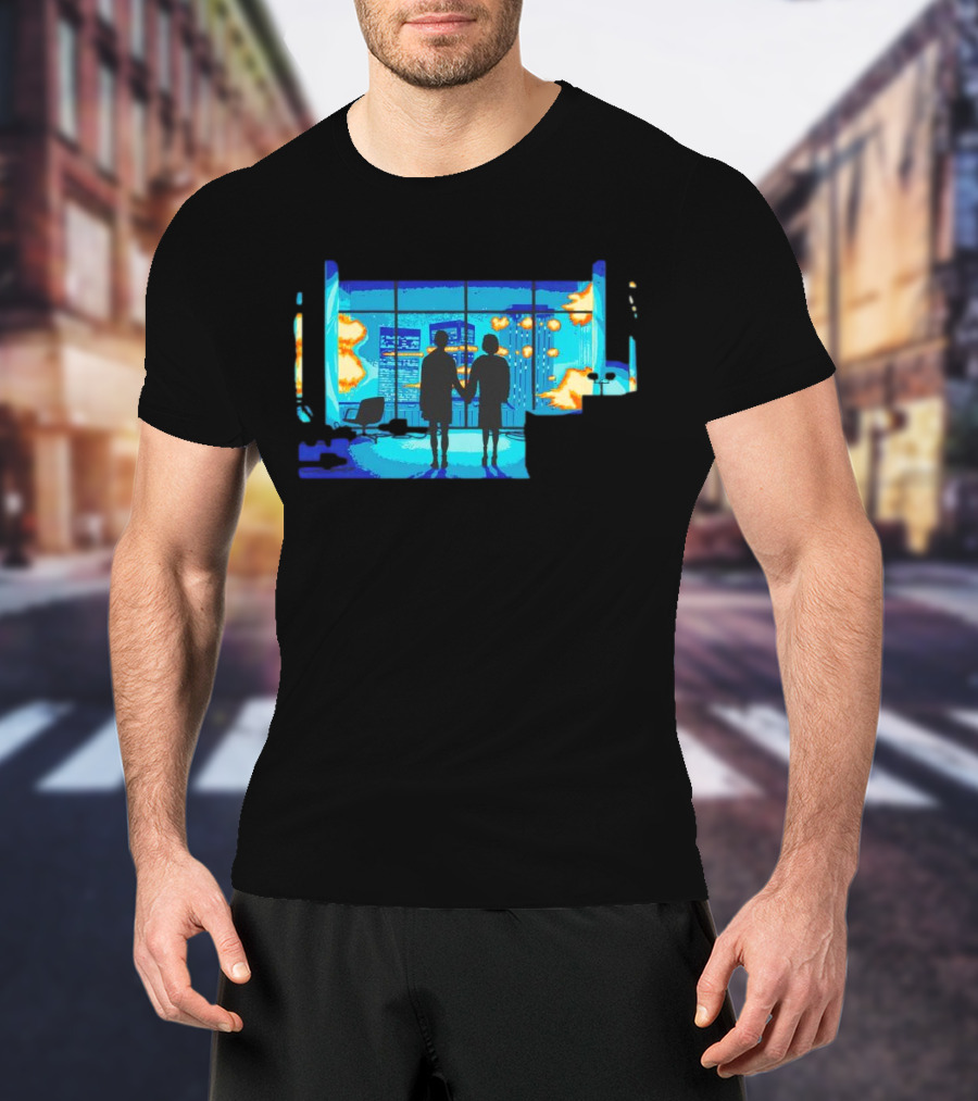 Explosion Fire Cityscape Window T-Shirt