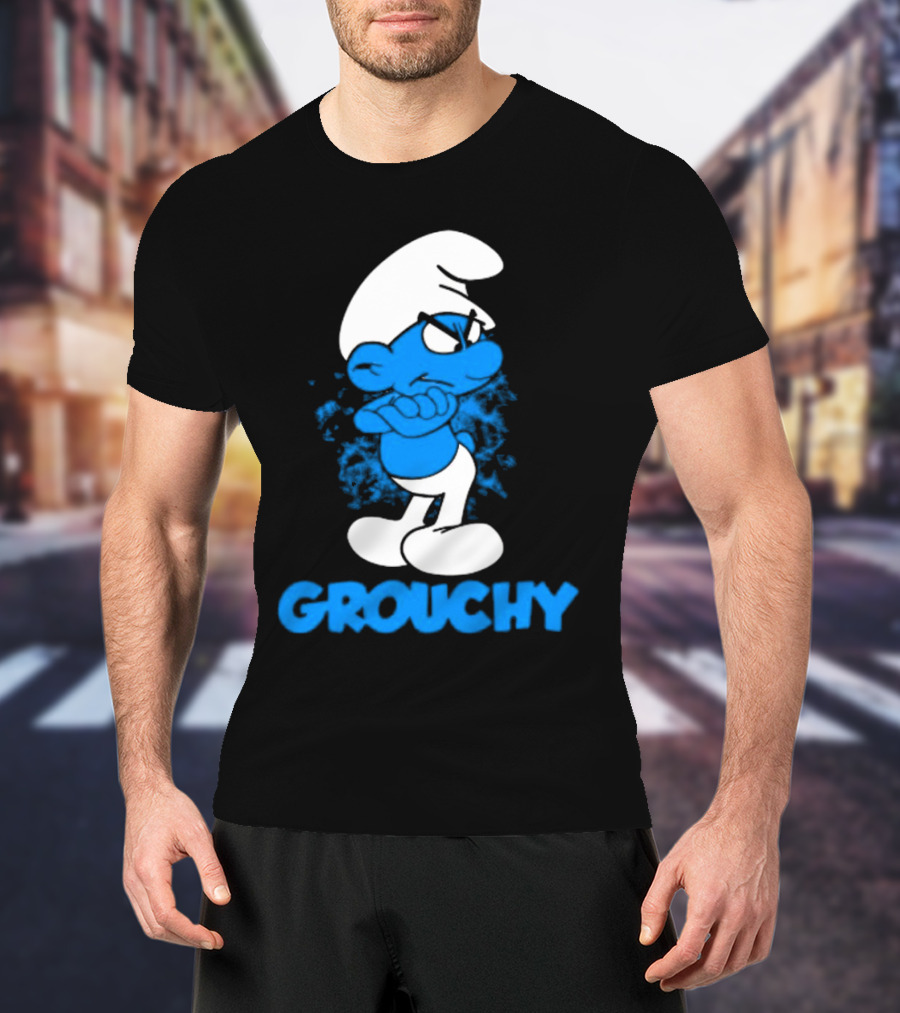 Grouchy Smurf Blue Attitude Character T-Shirt