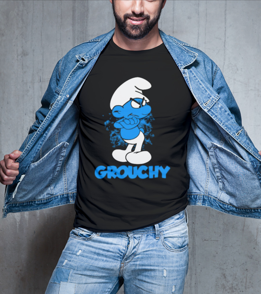 Grouchy Smurf Blue Attitude Character T-Shirt