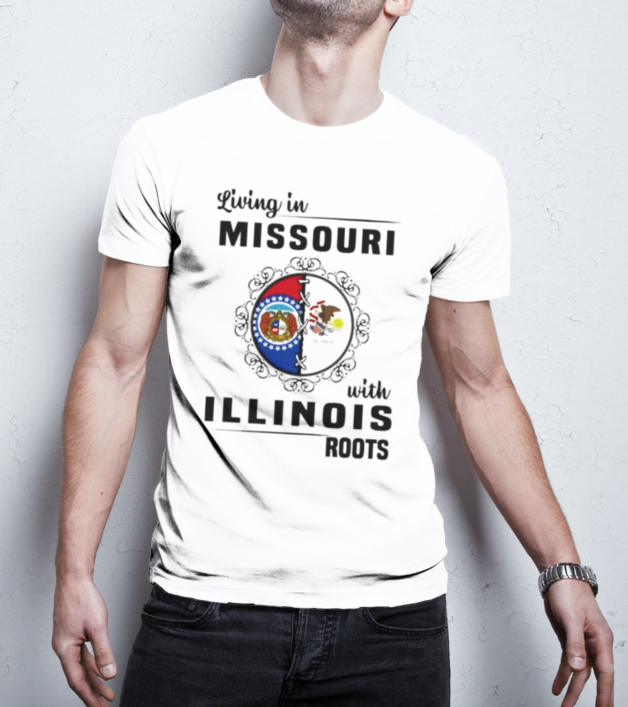 Living In Missouri With Illinois Roots State Seals Emblem T-Shirt
