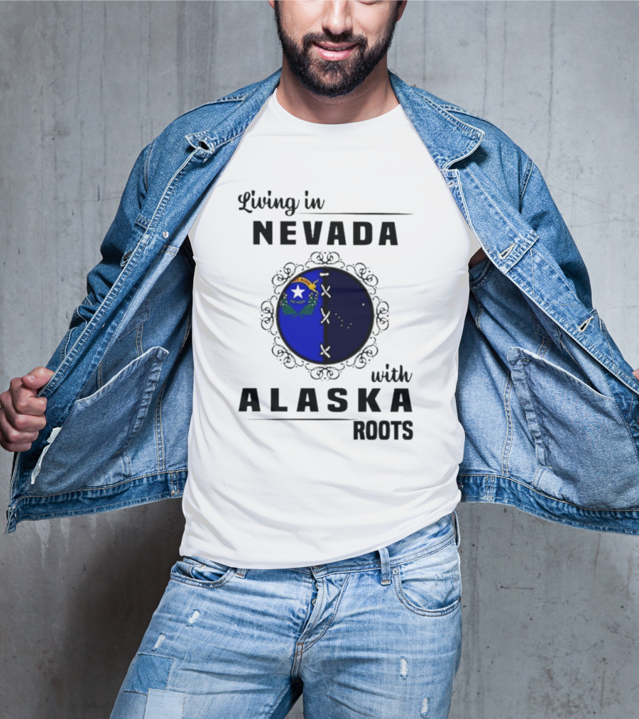 Living In Nevada With Alaska Roots State Pride Fusion Emblem T-Shirt