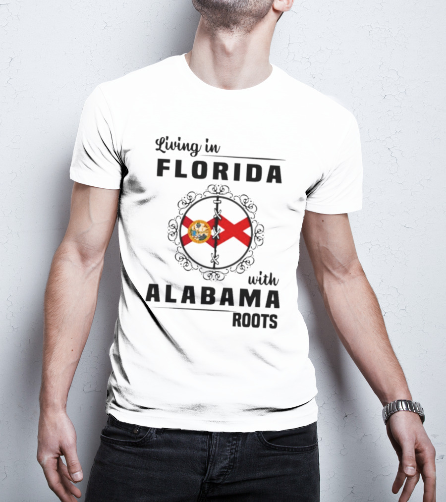 Living In Florida With Alabama Roots State Flags Circular T-Shirt