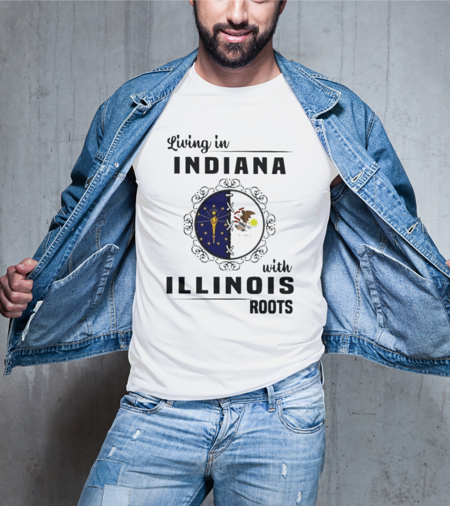 Indiana Living With Illinois Roots Emblem T-Shirt
