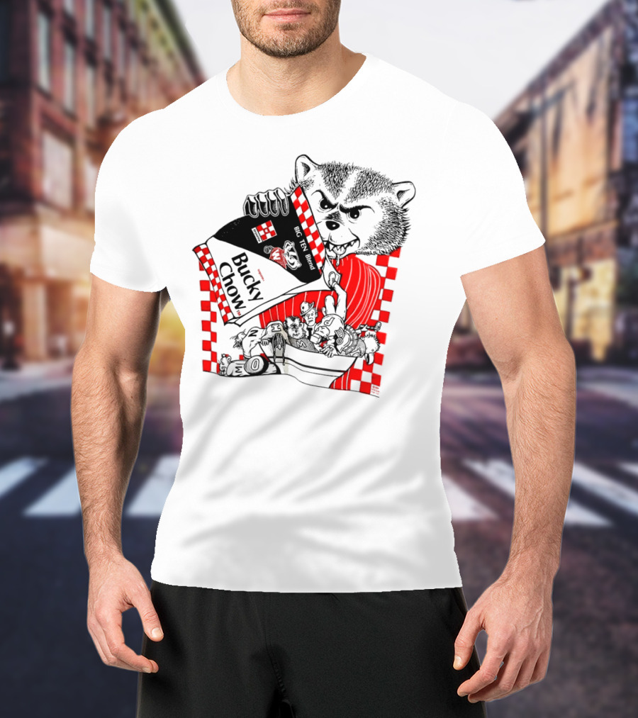 Bucky Badger Bucky Chow Big Ten Blend Football Mischief T-Shirt