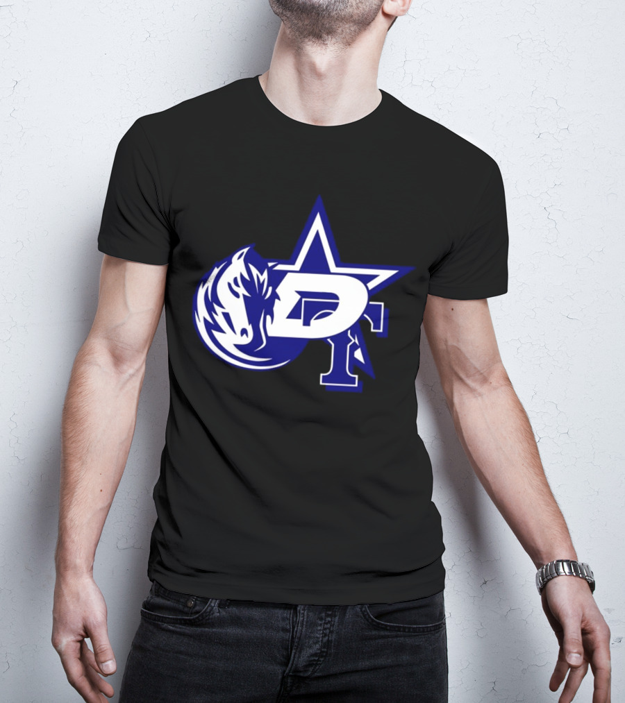 Dallas Cowboys Stars Mavericks Rangers Team Logos 4 Sports Collaboration T-Shirt