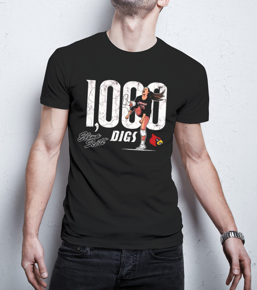Elena Scott 1000 Digs Louisville Cardinals Volleyball Achievement T-Shirt