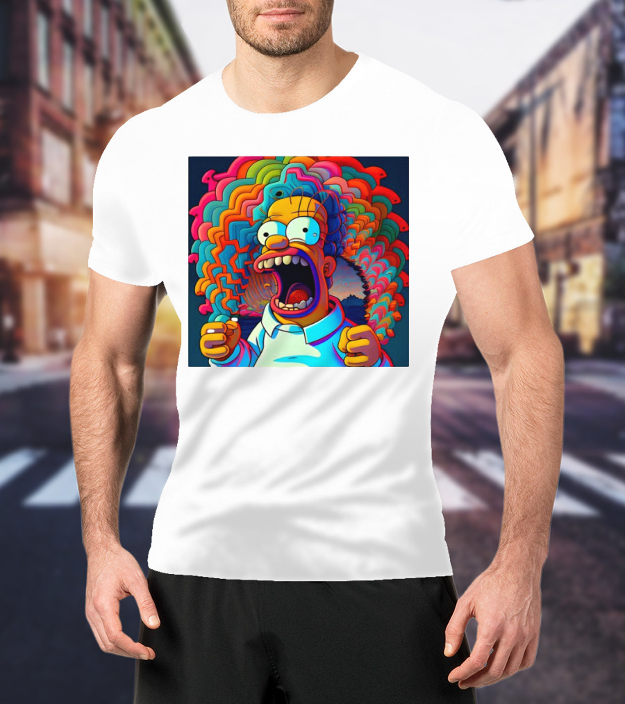 Homer Simpson Psychedelic Scream Wave Explosion T-Shirt