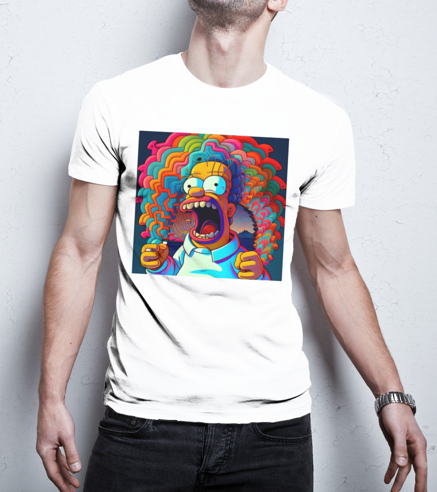 Homer Simpson Psychedelic Scream Wave Explosion T-Shirt