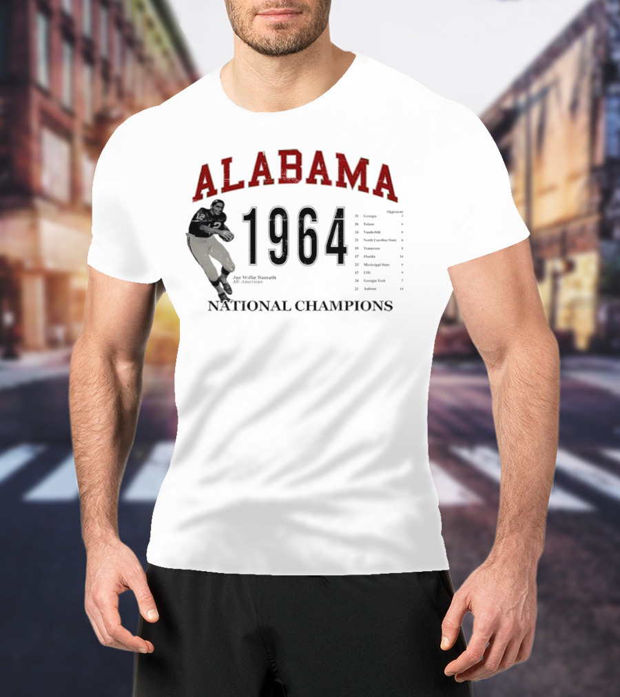 Alabama 1964 National Champions Joe Willie Namath Football Legend T-Shirt
