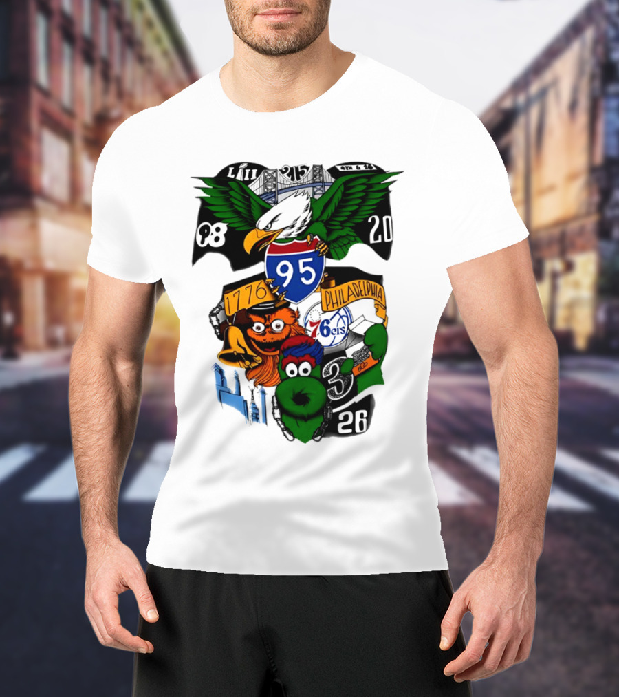 LII Eagle 215 Philadelphia 98 20 1776 76ers 26 Mascot T-Shirt