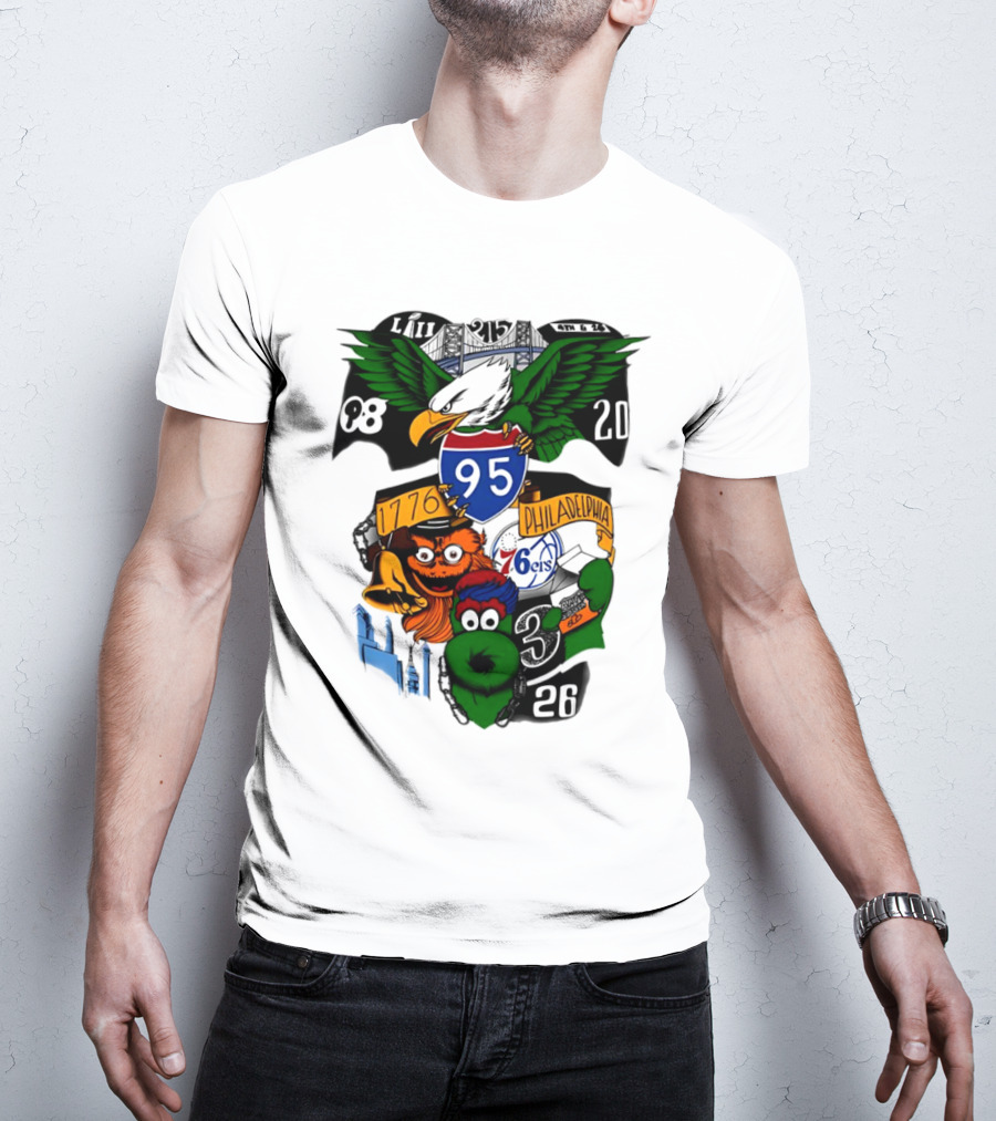 LII Eagle 215 Philadelphia 98 20 1776 76ers 26 Mascot T-Shirt