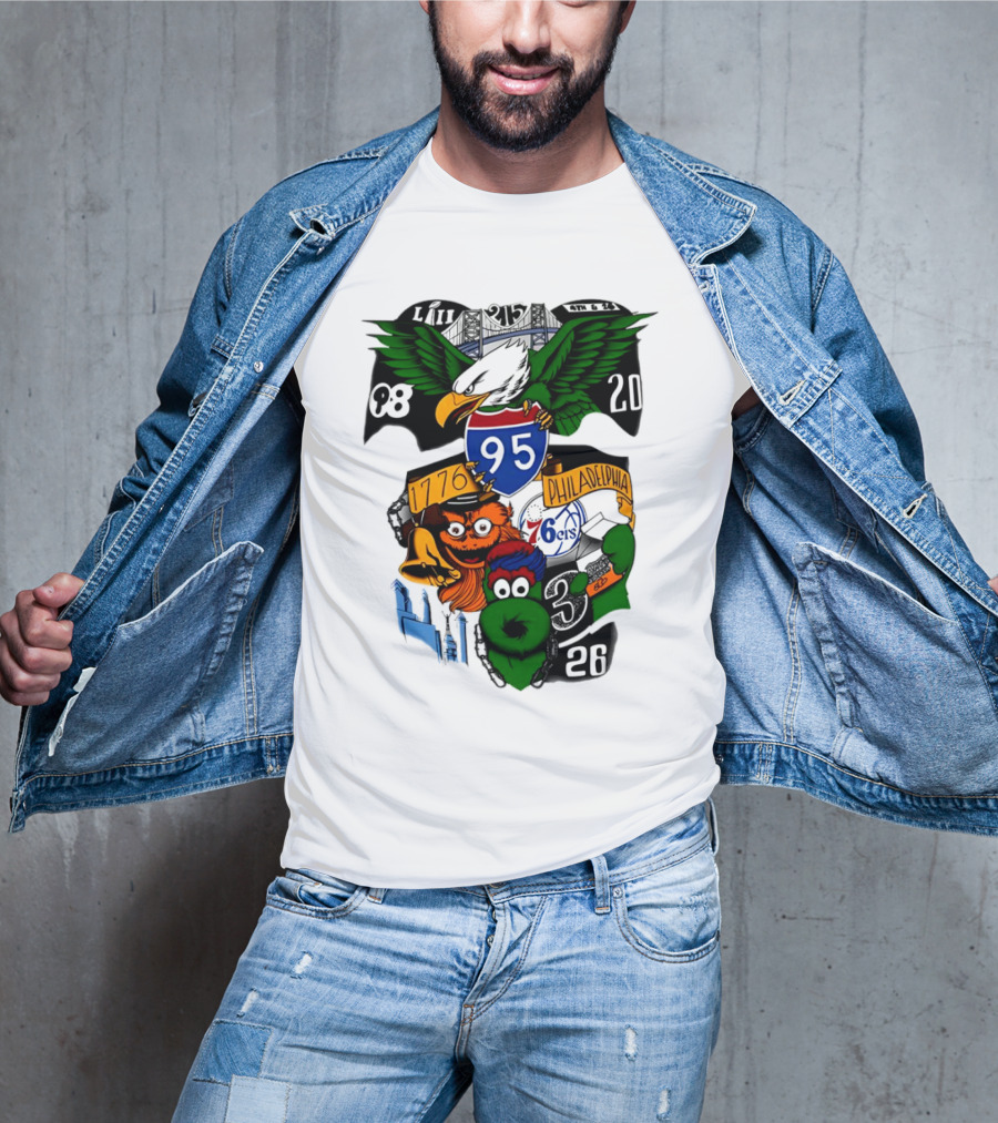 LII Eagle 215 Philadelphia 98 20 1776 76ers 26 Mascot T-Shirt